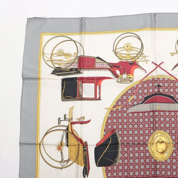 Hermès Carré 90 Les Voitures Nouvelles Changes in horse-drawn carriages Scarf Si - Picture 6 of 6